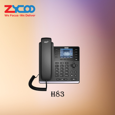 Telefone de mesa Zycoo H83 quatro linhas Sip com suporte para 4 contas SIP